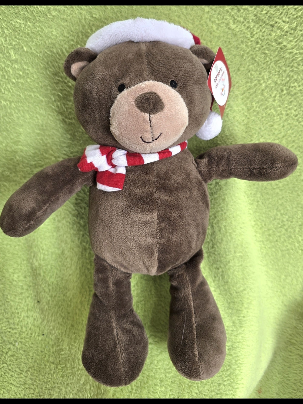 NWT MINT  12" Tall Approx. CHRISTMAS TEDDY BEAR - SANTA HAT Oh-so-giftable (Q6)
